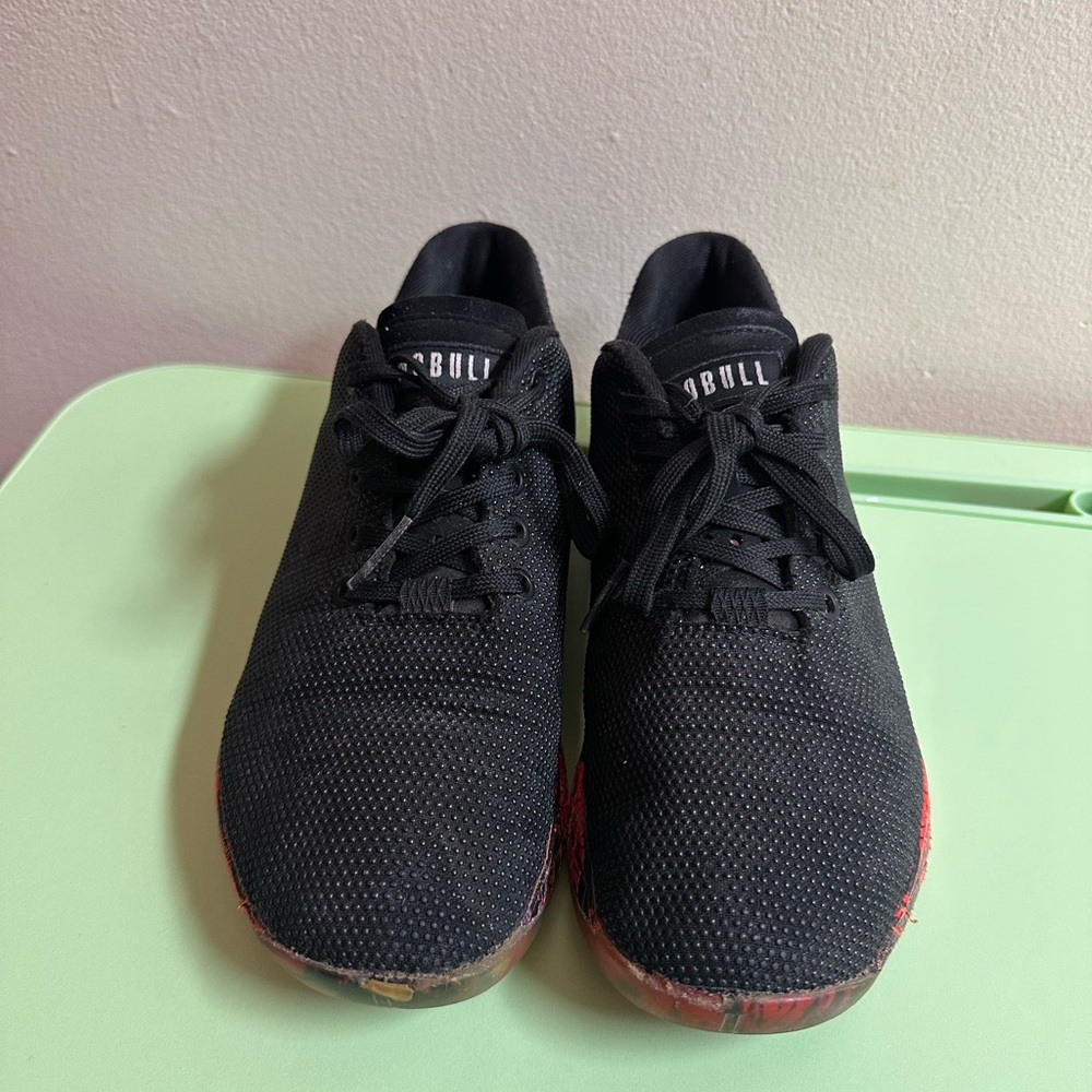 NOBULL Black Knit Trainer with Red-Orange Marbled Sole - Picture 2 of 4